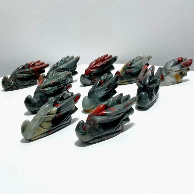 10 Pieces Africa Blood Stone Dragon Head Carving