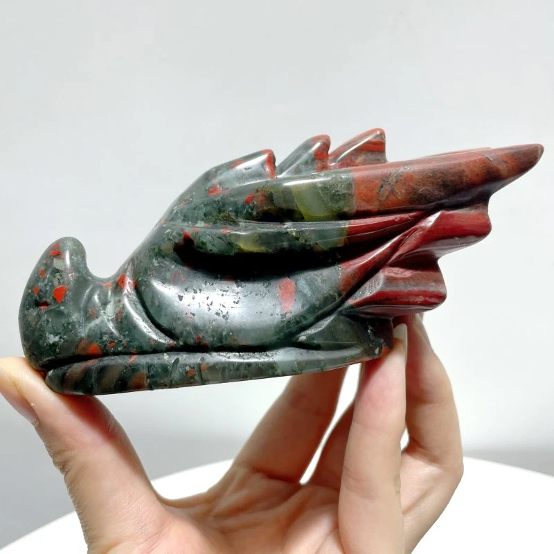 10 Pieces Africa Blood Stone Dragon Head Carving - Image 3