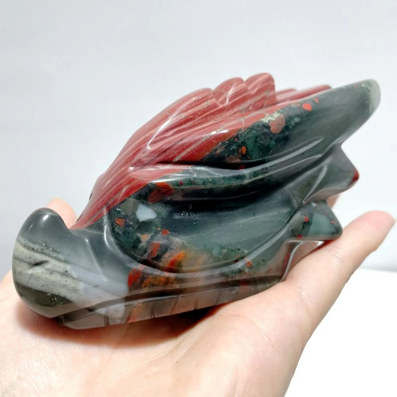 10 Pieces Africa Blood Stone Dragon Head Carving - Image 4