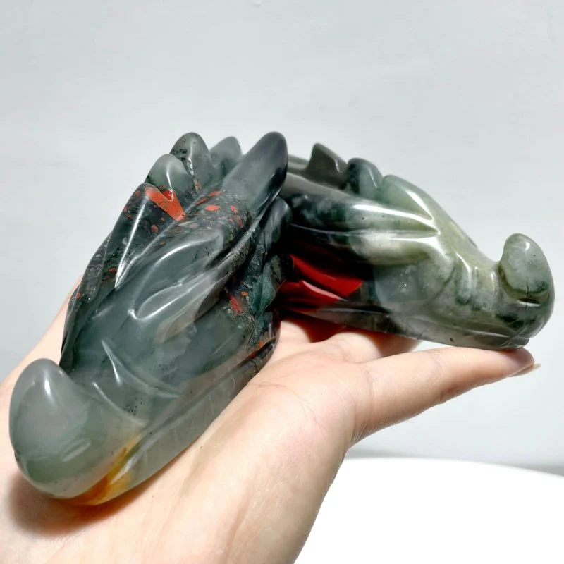10 Pieces Africa Blood Stone Dragon Head Carving - Image 5