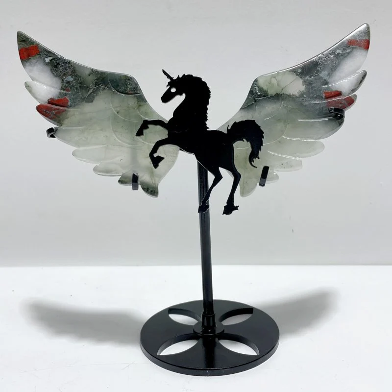 5 Pairs Africa Blood Stone Pegasus Wing Carving With Stand - Image 2