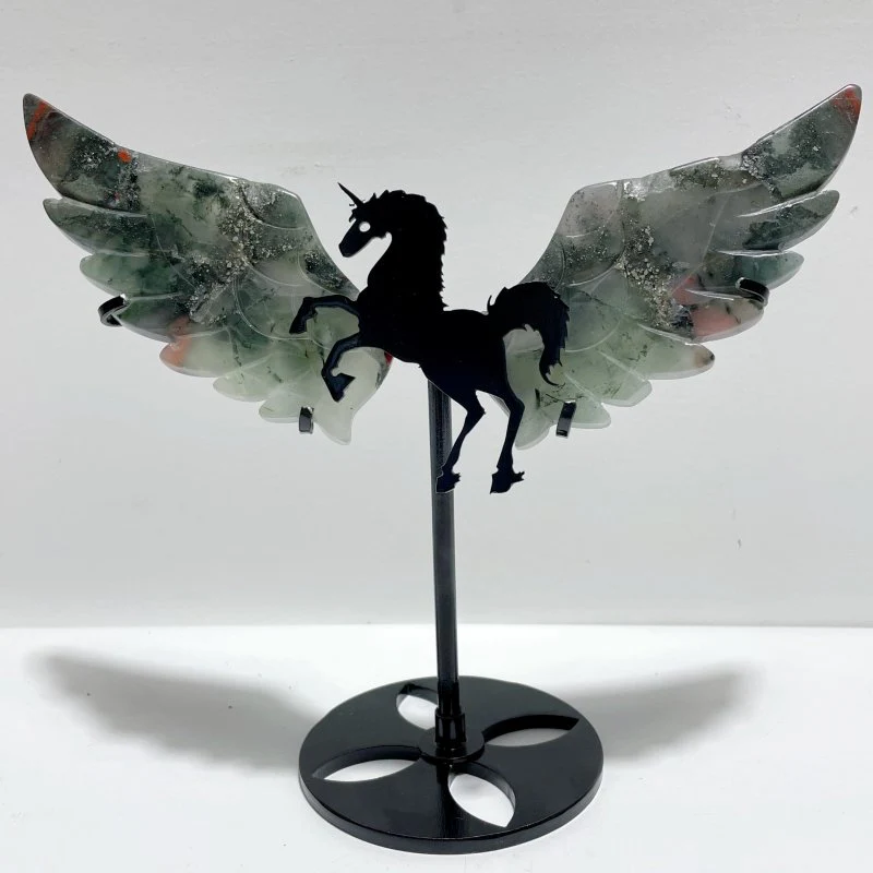 5 Pairs Africa Blood Stone Pegasus Wing Carving With Stand - Image 6