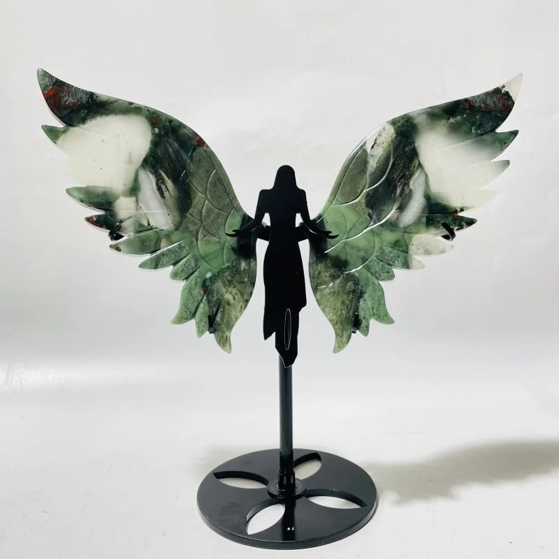 3 Pairs Africa Blood Stone Angel Wing With Stand - Image 2