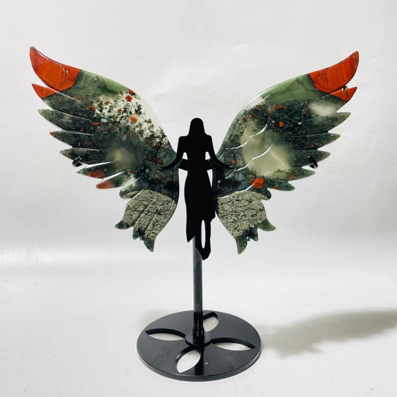 3 Pairs Africa Blood Stone Angel Wing With Stand - Image 3