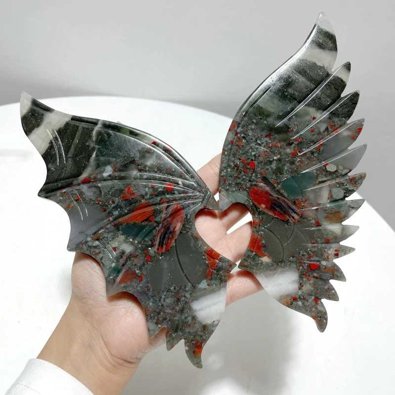 Africa Blood Stone Demon And Angel Wing Carving With Stand - Image 3