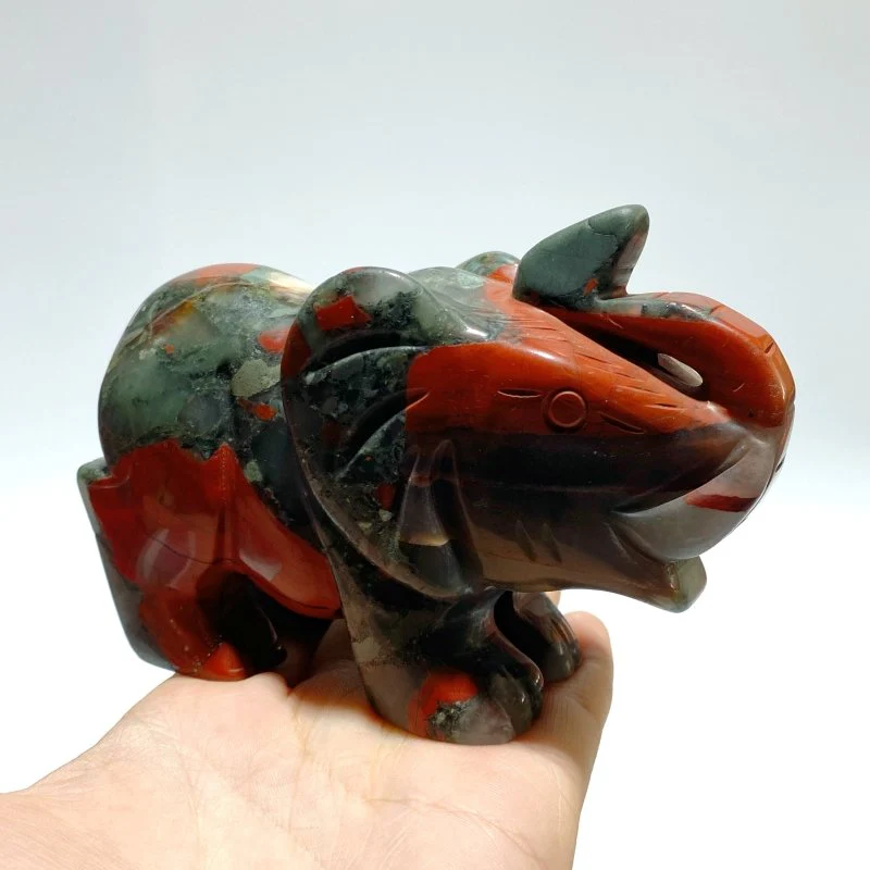 6 Pieces Africa Blood Stone Elephant Carving - Image 3