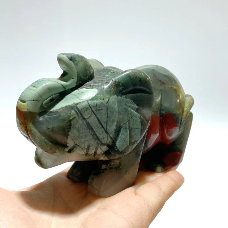6 Pieces Africa Blood Stone Elephant Carving - Image 4
