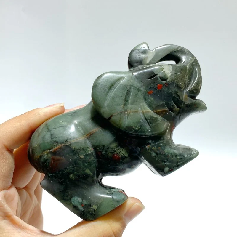 6 Pieces Africa Blood Stone Elephant Carving - Image 5