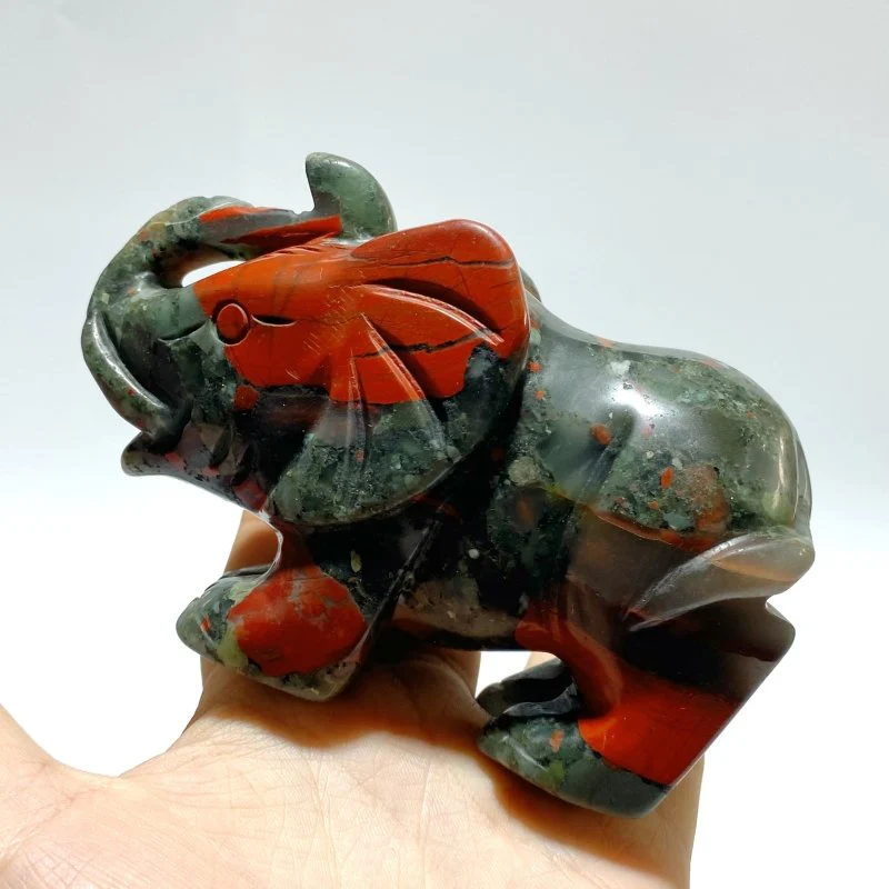 6 Pieces Africa Blood Stone Elephant Carving - Image 6