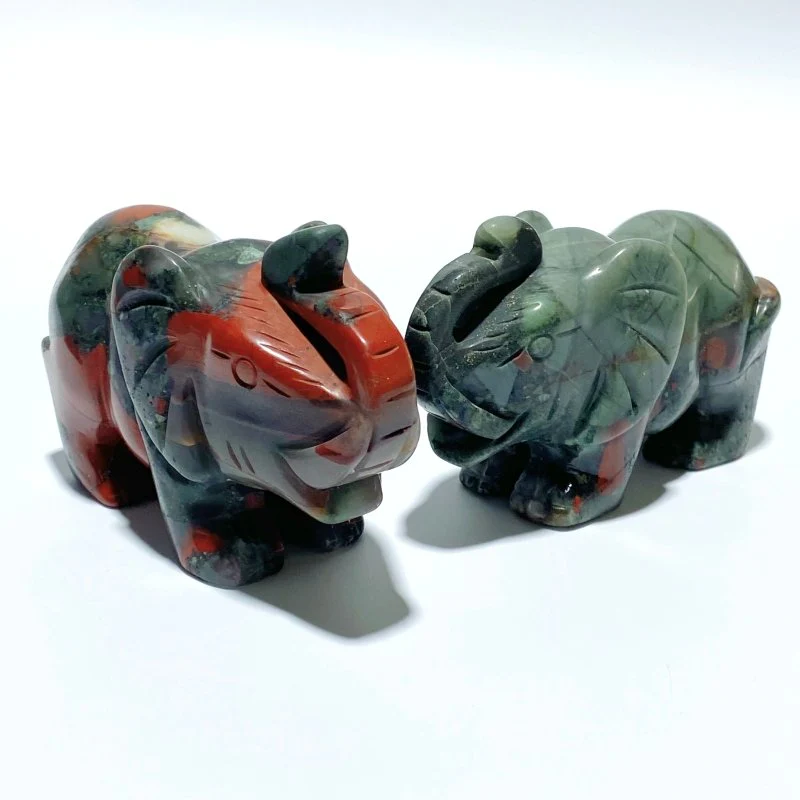 6 Pieces Africa Blood Stone Elephant Carving - Image 7
