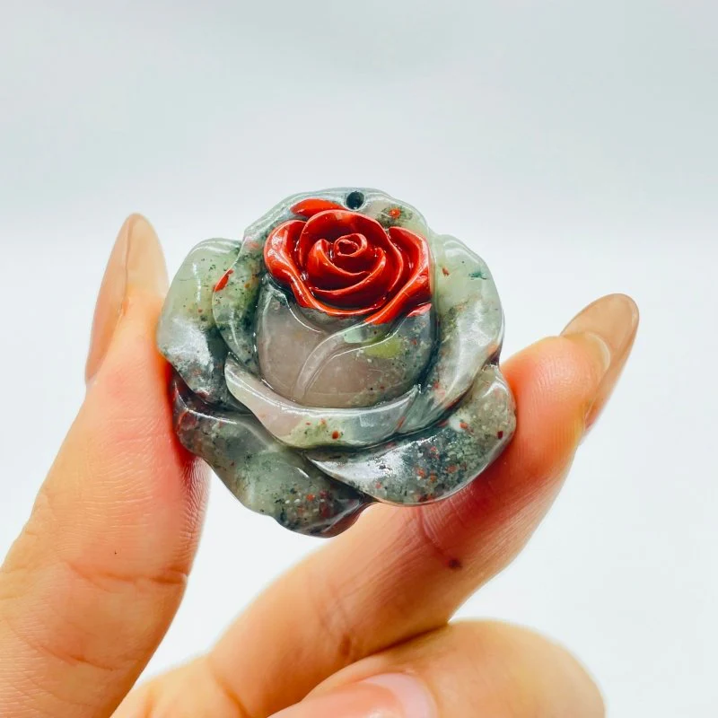 Africa Blood Stone Red Rose Flower Carving Wholesale - Image 2