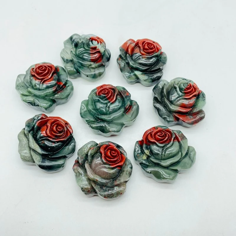 Africa Blood Stone Red Rose Flower Carving Wholesale - Image 3
