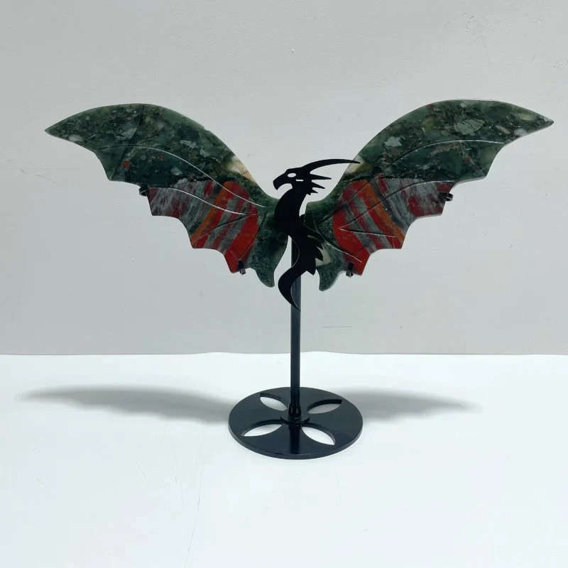 2 Pairs Africa Blood Stone Flying Dragon Wing With Stand - Image 2