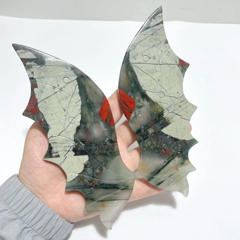 2 Pairs Africa Blood Stone Flying Dragon Wing With Stand - Image 5
