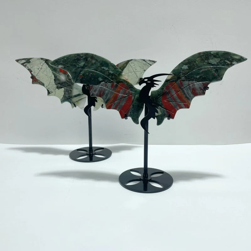 2 Pairs Africa Blood Stone Flying Dragon Wing With Stand - Image 6