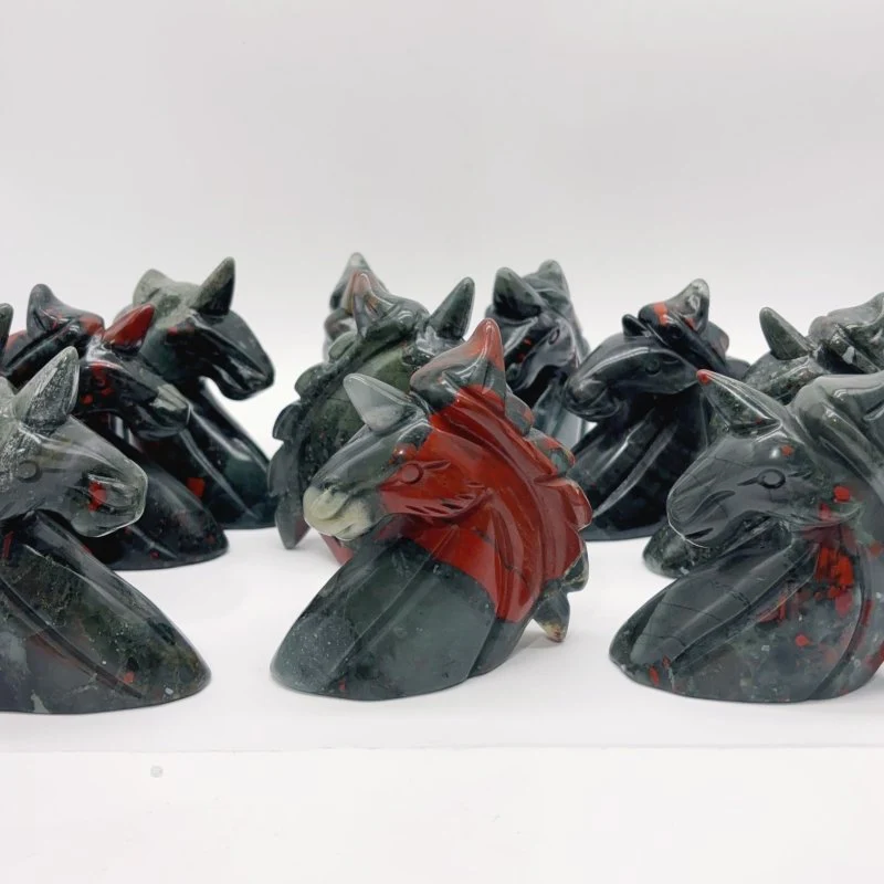 11 Pieces Africa Blood Stone Unicorn Carving - Image 2