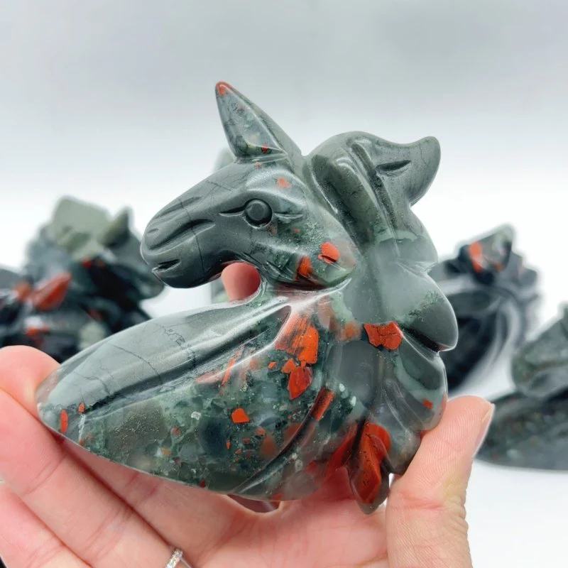 11 Pieces Africa Blood Stone Unicorn Carving - Image 3