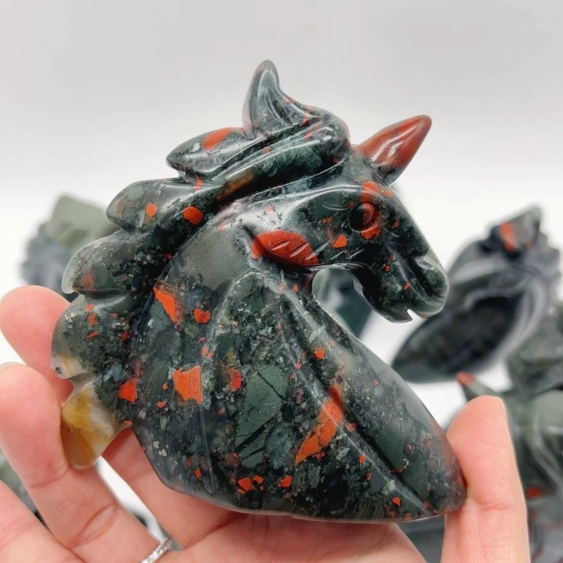 11 Pieces Africa Blood Stone Unicorn Carving - Image 4