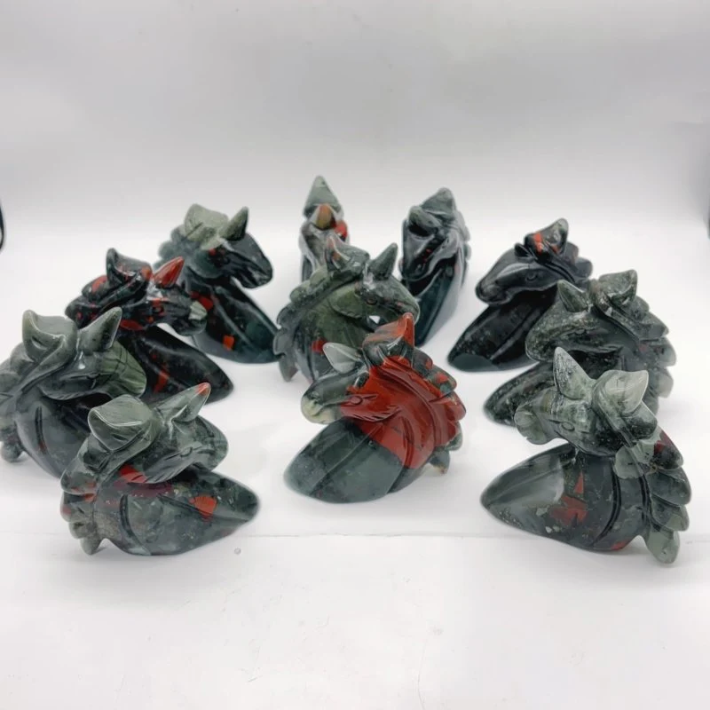 11 Pieces Africa Blood Stone Unicorn Carving - Image 6