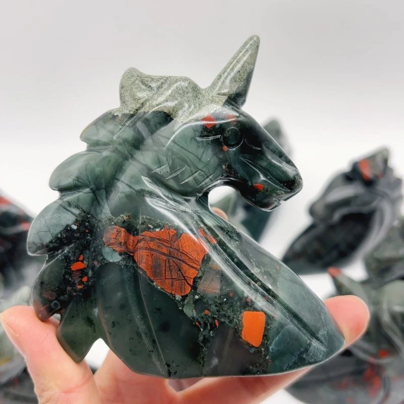 11 Pieces Africa Blood Stone Unicorn Carving - Image 8