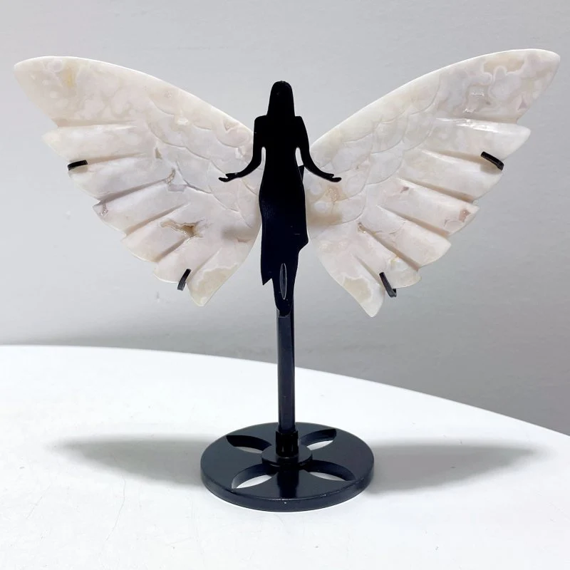 3 Pairs Agate Angel Wing Carving With Stand - Image 3