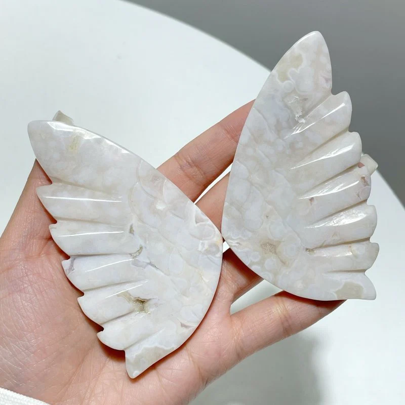 3 Pairs Agate Angel Wing Carving With Stand - Image 5