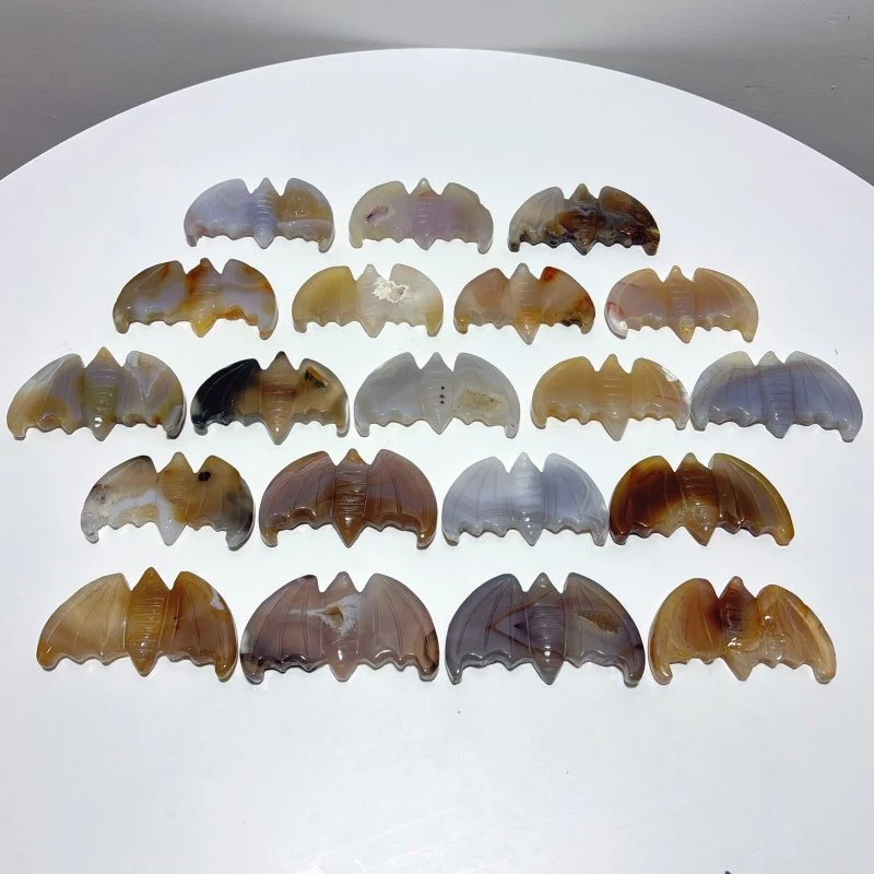 20 Pieces Agate Bat Carving Animal