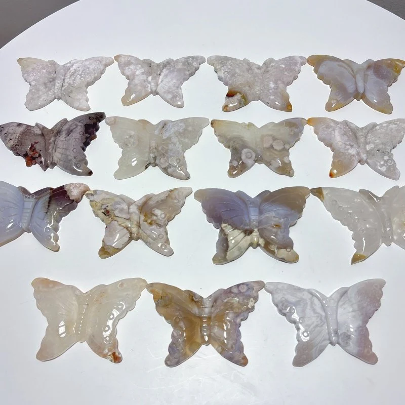 15 Pieces Beautiful Agate Butterfly Carving - Image 2