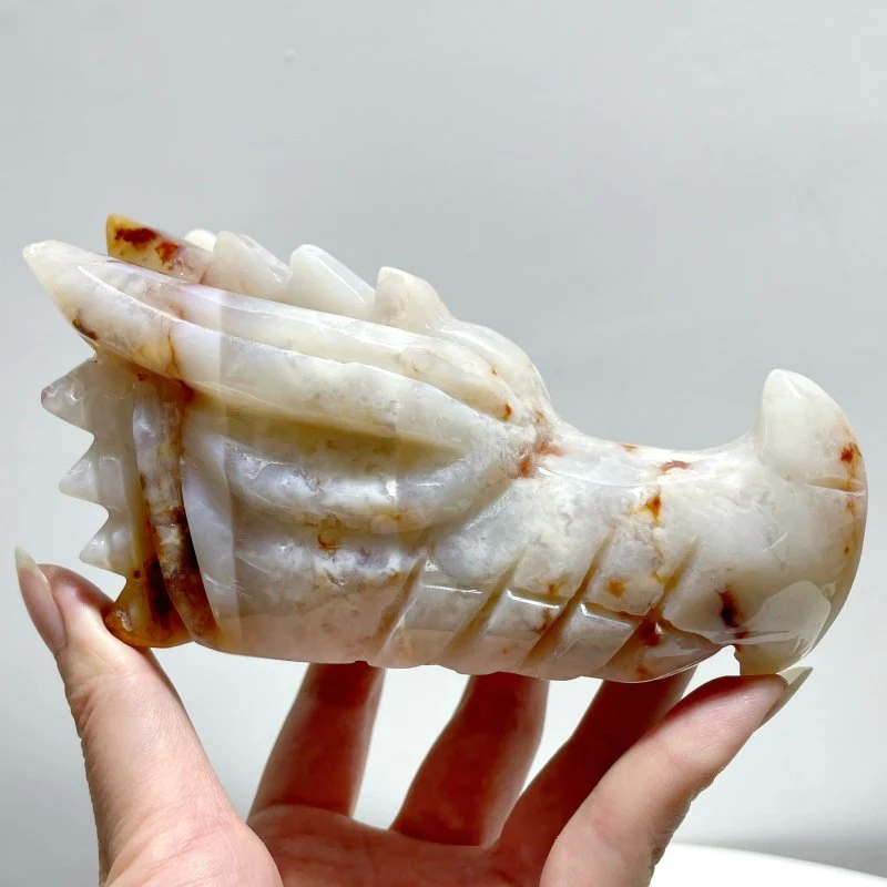 8 Pieces Agate Dragon Head Carving