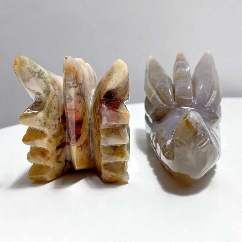 8 Pieces Agate Dragon Head Carving - Image 5