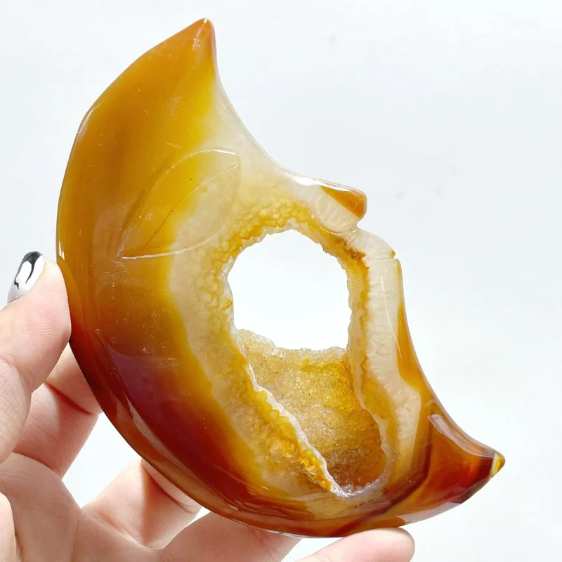 17 Pieces Large Agate Druzy Geode Moon Face Carving - Image 2