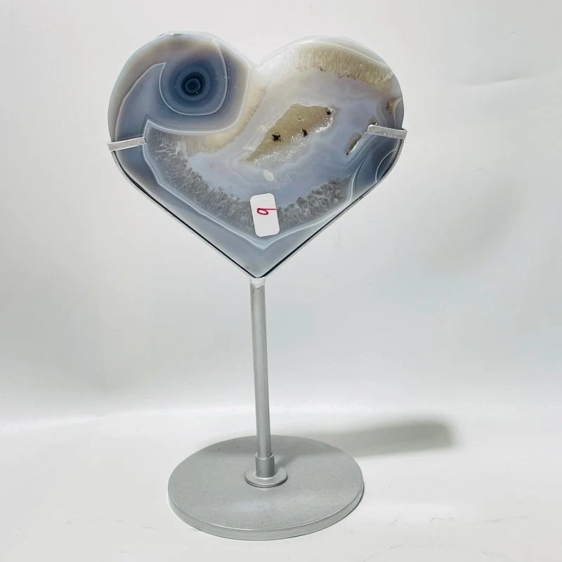 5 Pieces Geode Agate Heart With Stand - Image 3