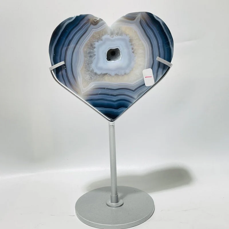 5 Pieces Geode Agate Heart With Stand - Image 4