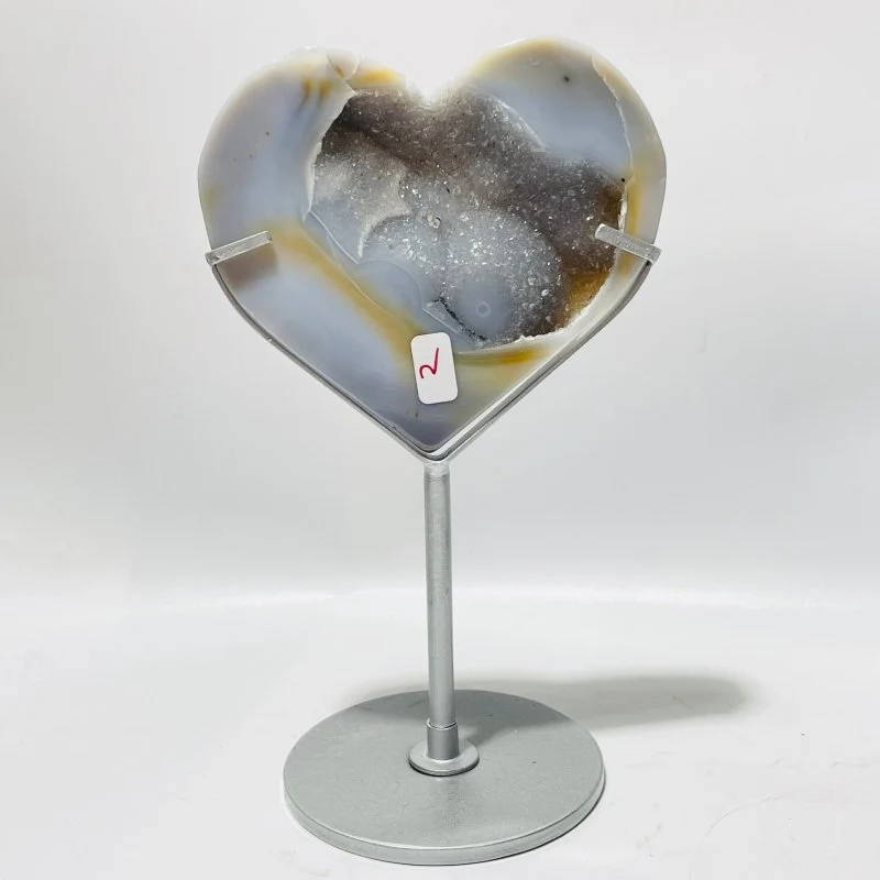5 Pieces Geode Agate Heart With Stand - Image 5