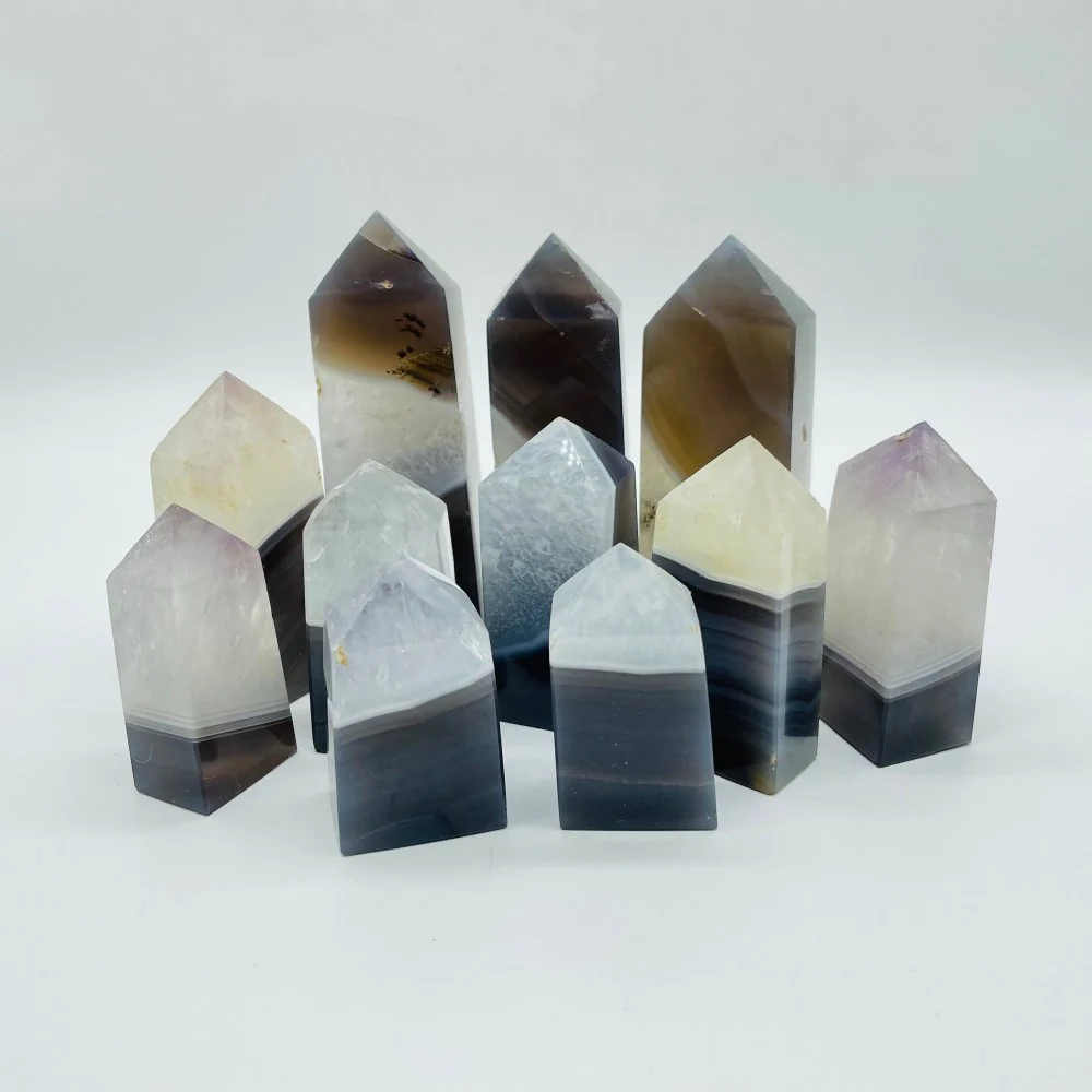 Natural Agate Mixed Quartz Four-Sided Points Wholesale - Image 2