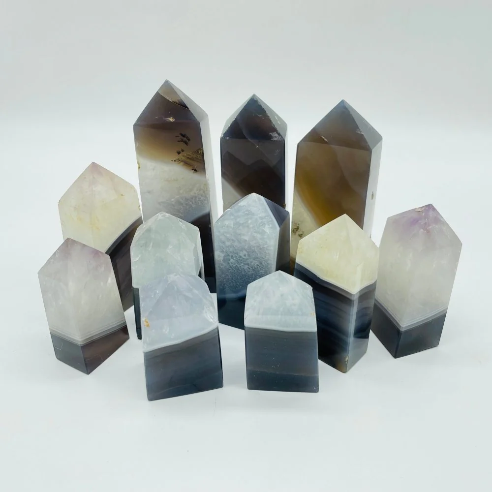 Natural Agate Mixed Quartz Four-Sided Points Wholesale - Image 3