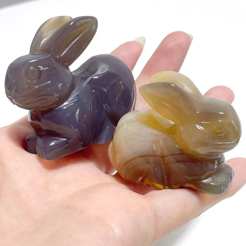 11 Pieces Agate Rabbit Carving - Image 4