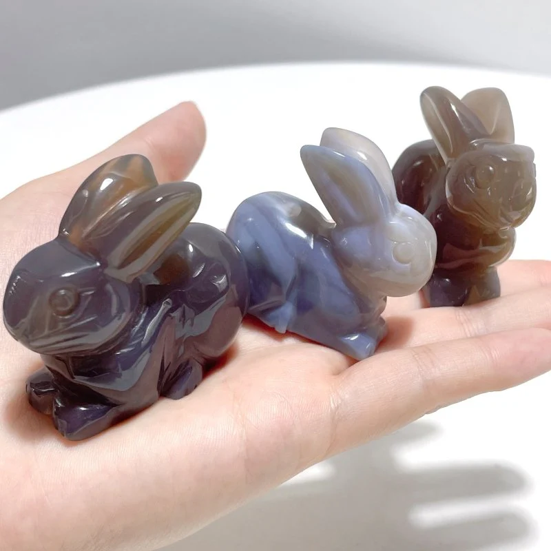 11 Pieces Agate Rabbit Carving - Image 6