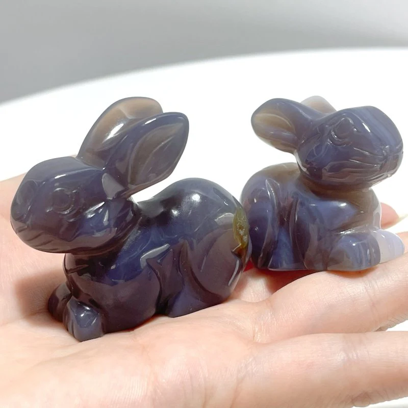 11 Pieces Agate Rabbit Carving - Image 7