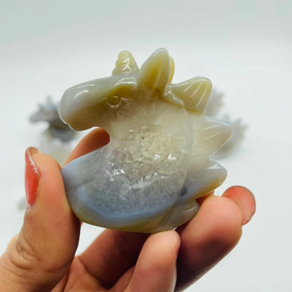 14 Pieces Geode Druzy Agate Stand Beautiful Unicorn Carving - Image 4