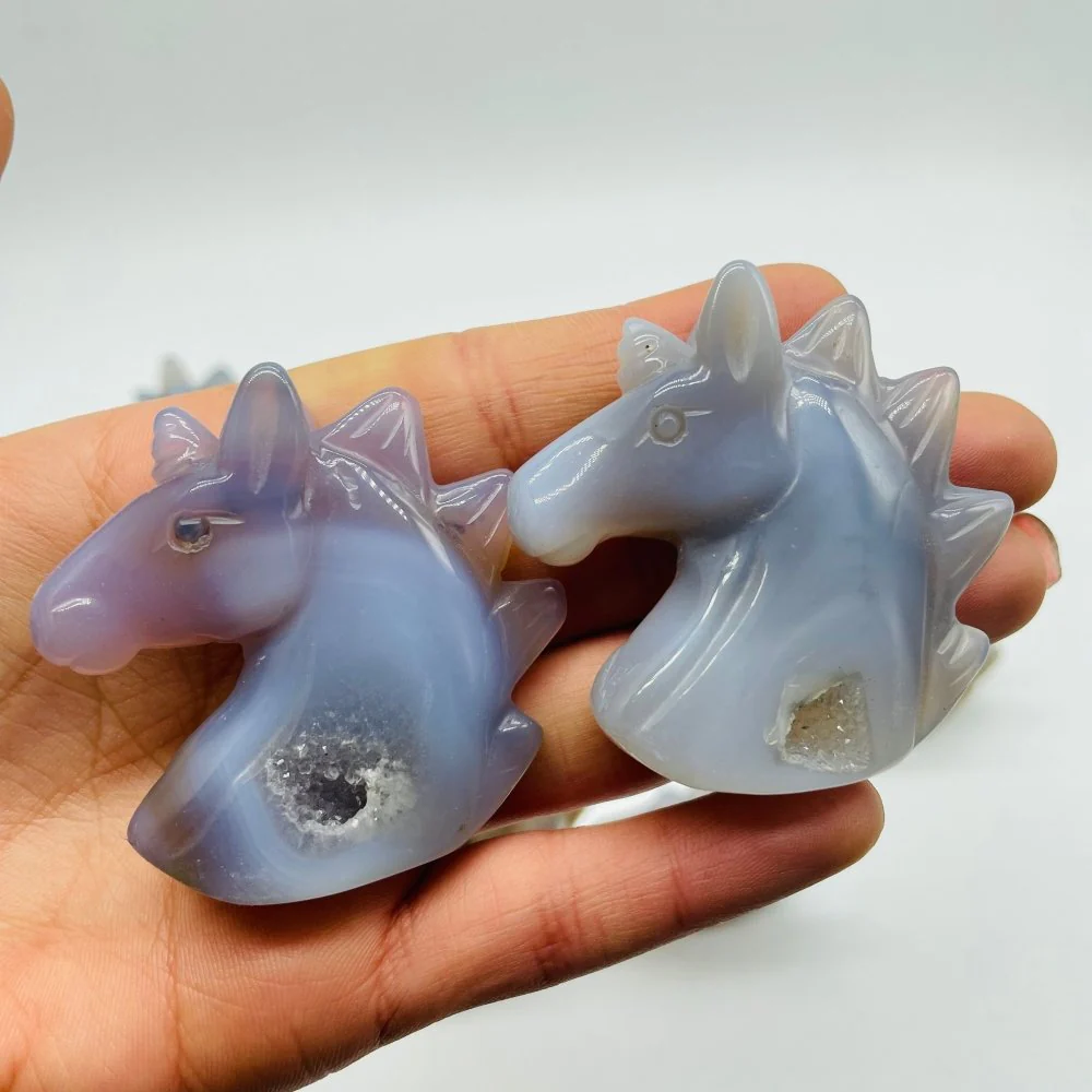 14 Pieces Geode Druzy Agate Stand Beautiful Unicorn Carving - Image 7