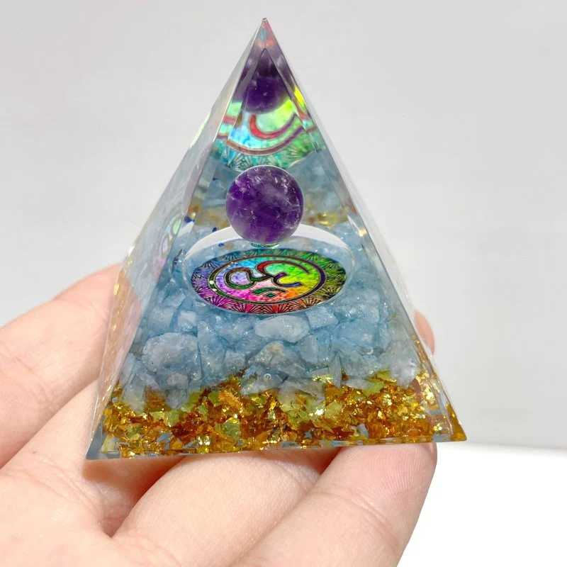 Amethyst Aquamarine Orgone Pyramid Wholesale - Image 2