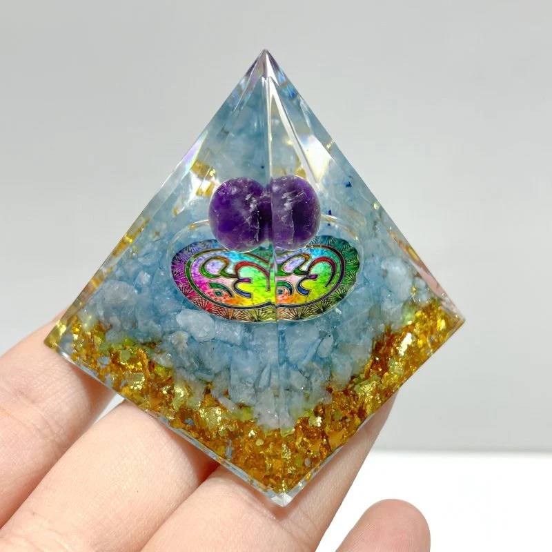 Amethyst Aquamarine Orgone Pyramid Wholesale - Image 4