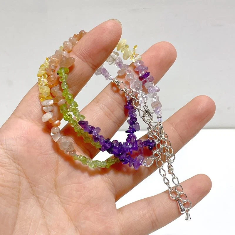 Amethyst Clear Quartz Sunstone Peridot Citrine Mixed Chips Bracelet Wholesale - Image 2