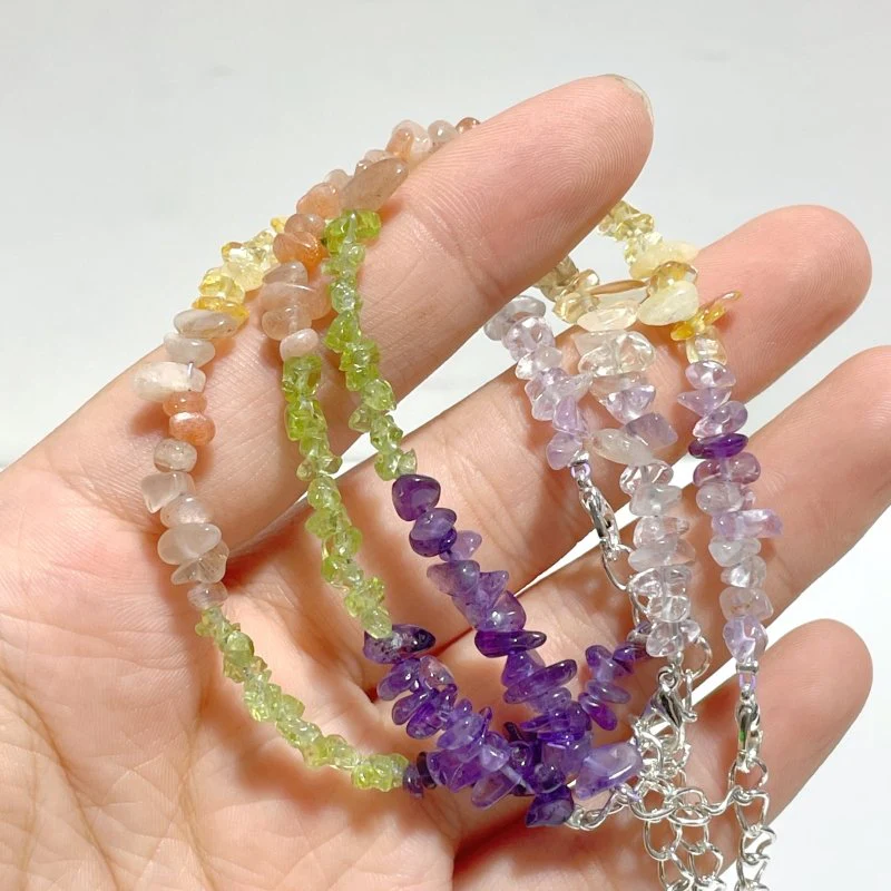 Amethyst Clear Quartz Sunstone Peridot Citrine Mixed Chips Bracelet Wholesale - Image 3
