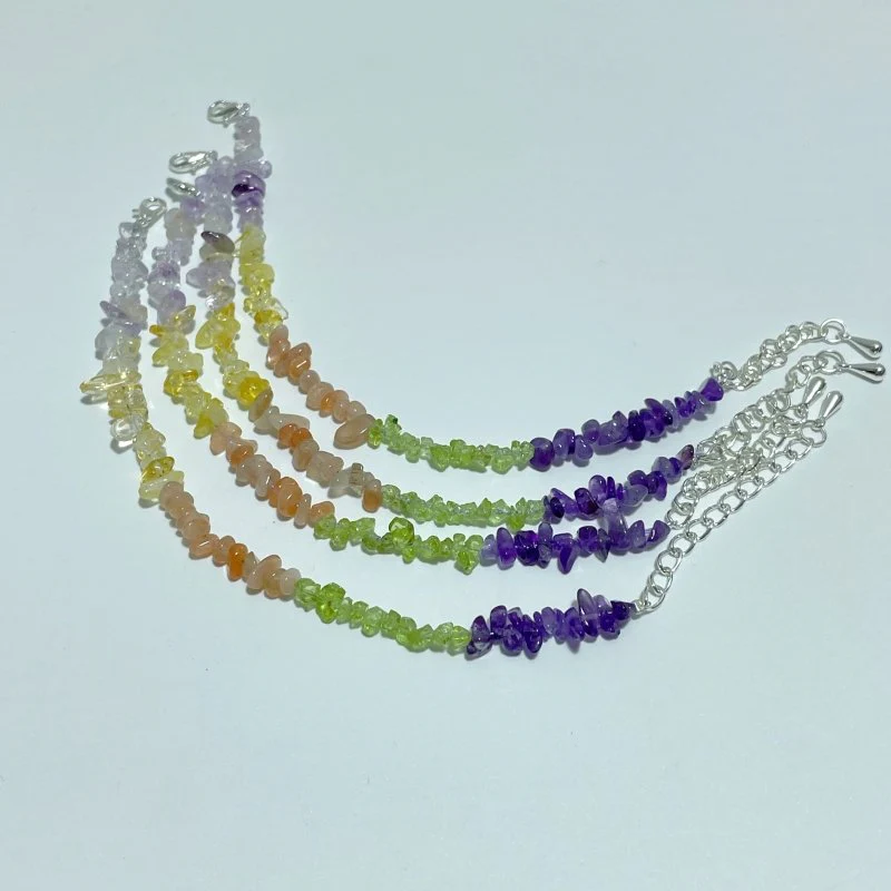 Amethyst Clear Quartz Sunstone Peridot Citrine Mixed Chips Bracelet Wholesale - Image 4