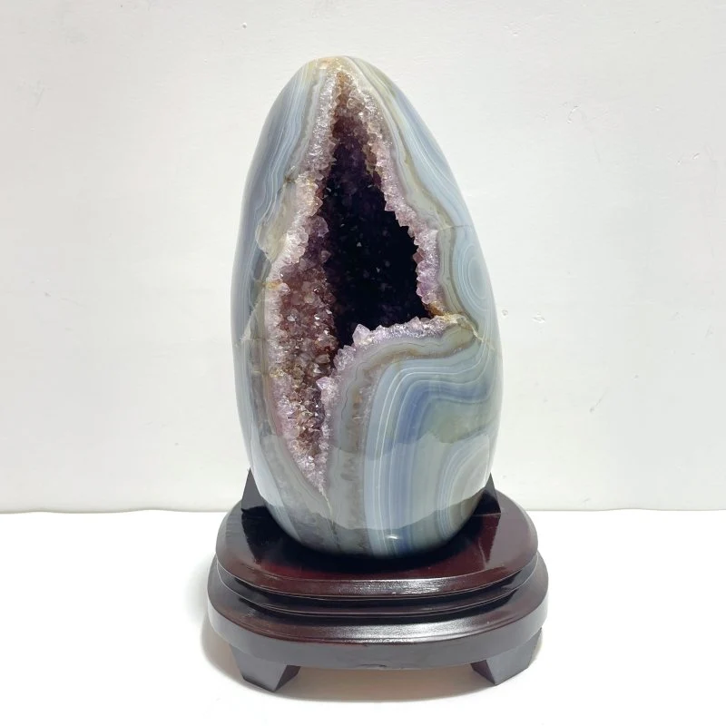 Unique Amethyst Cluster Mixed Agate Dinosaur Eggs Home Decor With Stand