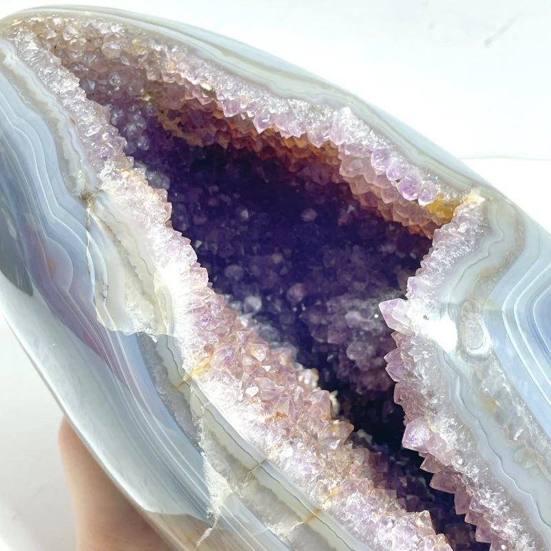 Unique Amethyst Cluster Mixed Agate Dinosaur Eggs Home Decor With Stand - Image 4