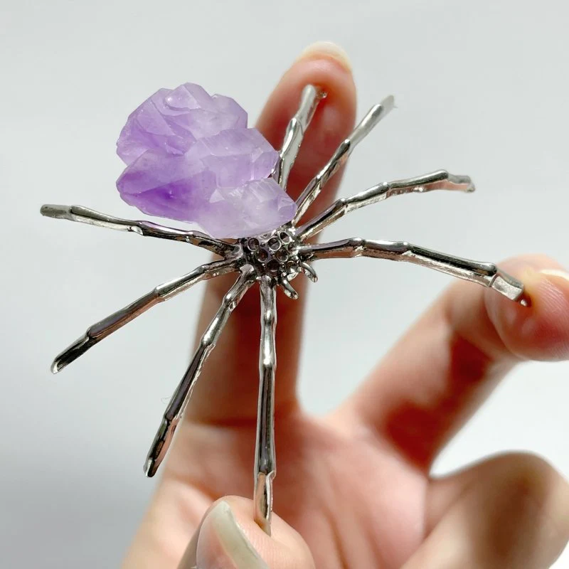 Amethyst Cluster Spider Ornament Handmade Alloy Spider Wholesale - Image 2