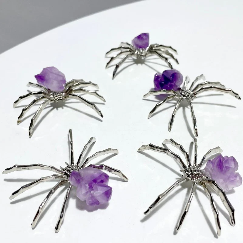 Amethyst Cluster Spider Ornament Handmade Alloy Spider Wholesale - Image 6
